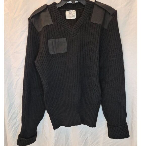 Jack Young & Associates Other - Jack Young & Associates Black Wool V-Neck Uniform Sweater Elbow Patches Size 40